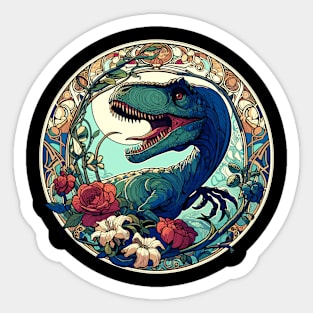 Velociraptor Art Deco Dinosaur Sticker